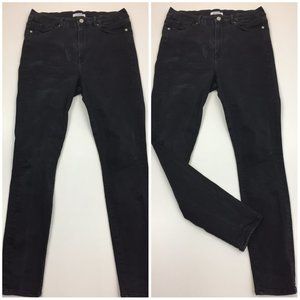 GOOD AMERICAN Black Print/Bleach Good Waist High Rise 5 Pocket Skinny Jeans